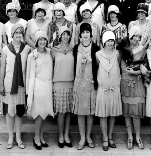 A group of high school flapper girls pose for formal portrait, ca. 1925